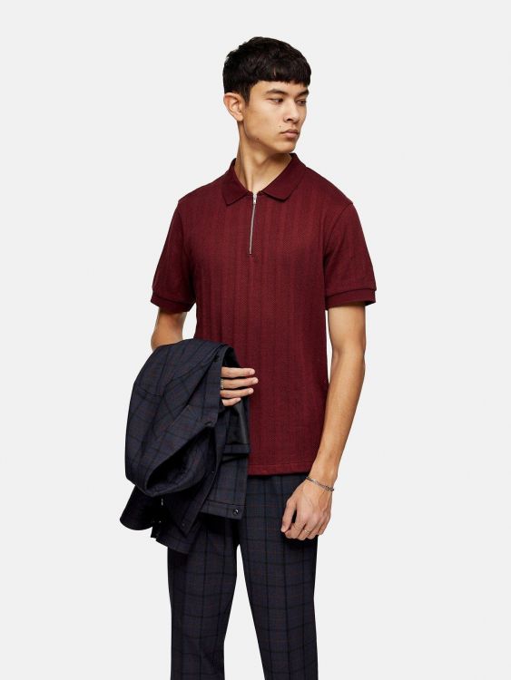 TOPMAN SWETER POLO Z KRÓTKIM RĘKAWEM