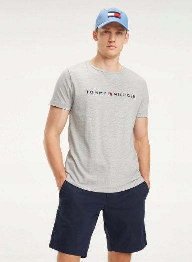 TOMMY HILFIGER SZARY T-SHIRT Z LOGO