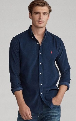 POLO RALPH LAUREN GRANATOWA SZTRUKSOWA KOSZULA S