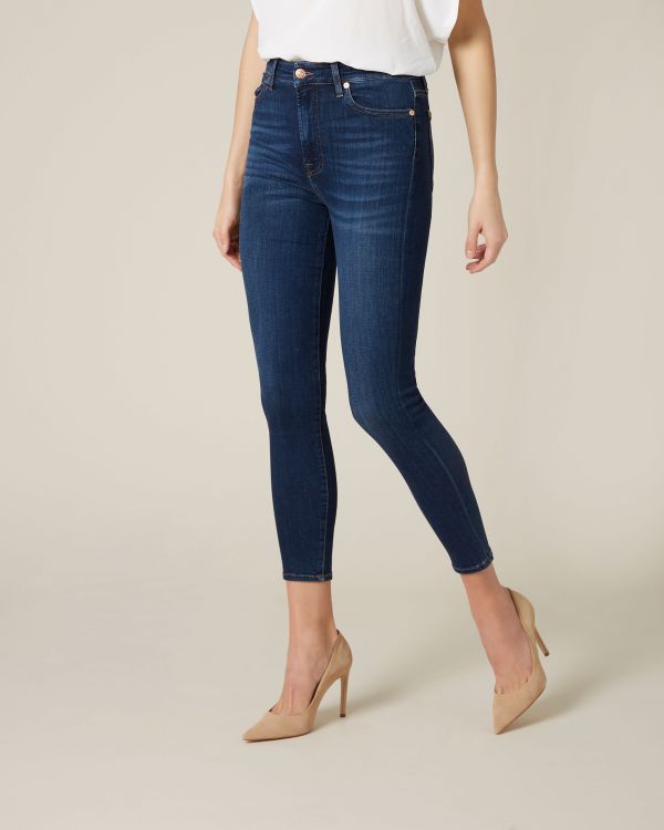 7 FOR ALL MANKIND GRANATOWE JEANSY RURKI 25