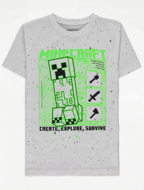 GEORGE MINECRAFT BIAŁY T-SHIRT Z NADRUKIEM_152-158