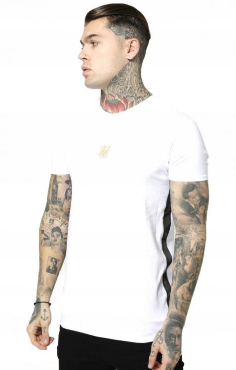 SIKSILK BIAŁY T-SHIRT Z LOGO   XL