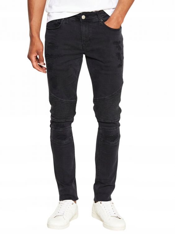 RIVER ISLAND CZARNE JEANSY Z PRZETARCIAMI   30/30