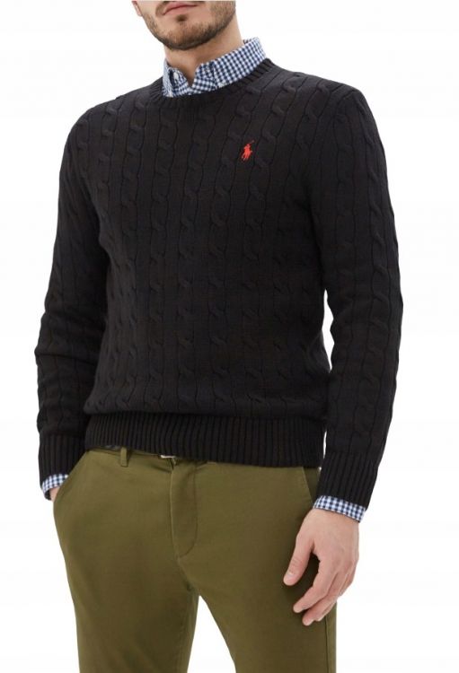 POLO RALPH LAUREN CZARNY SWETER ZE SPLOTEM