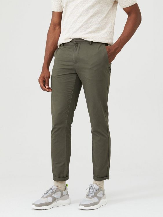 RIVER ISLAND MĘSKIE SPODNIE SLIM CHINO KHAKI_30/32