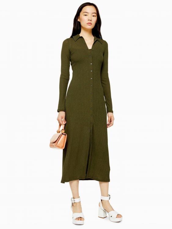 TOPSHOP SUKIENKA KHAKI MIDI