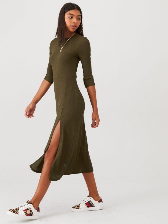 RIVER ISLAND SUKIENKA Z ROZCIĘCIEM- KHAKI