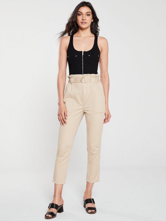 RIVER ISLAND BRĄZOWE SPODNIE JEANSOWE