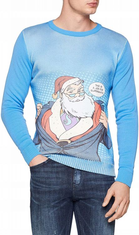 BRITISH CHRISTMAS JUMPERS NIEBIESKI SWETER MĘSKI_S