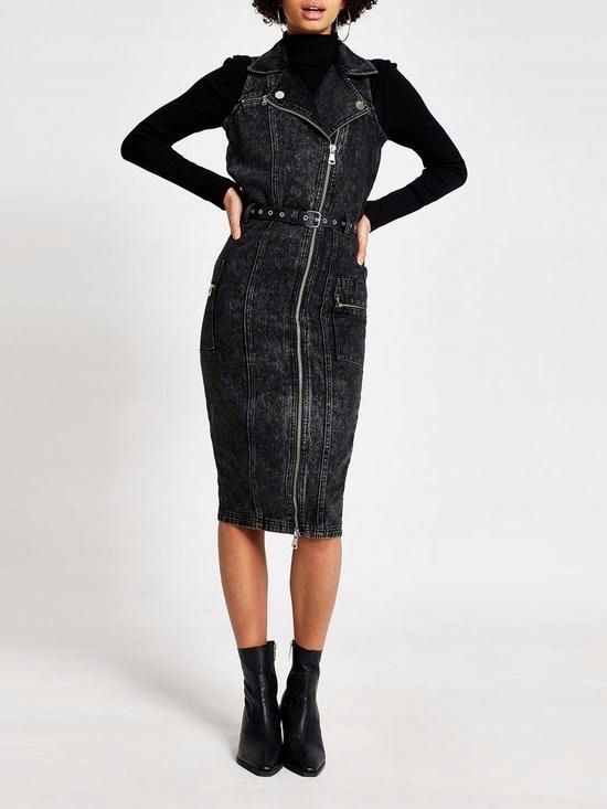 RIVER ISLAND JEANSOWA SUKIENKA MIDI BEZ RĘKAWÓW_34