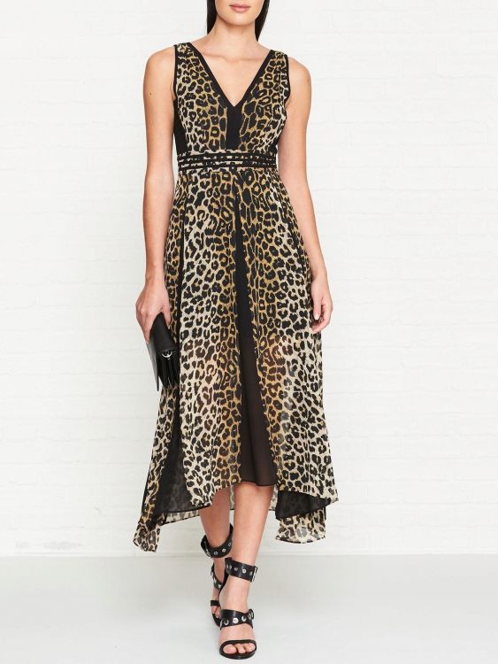 ALLSAINTS MACELLA SUKIENKA MIDI LEOPARD