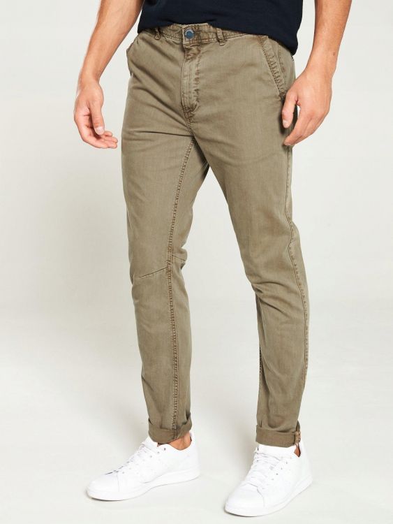 SUPERDRY MĘSKIE BRĄZOWE SPODNIE CHINOS