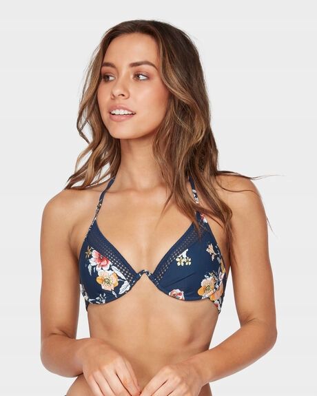 SEAFOLLY GRANATOWA W KWIATY GÓRA OD BIKINI