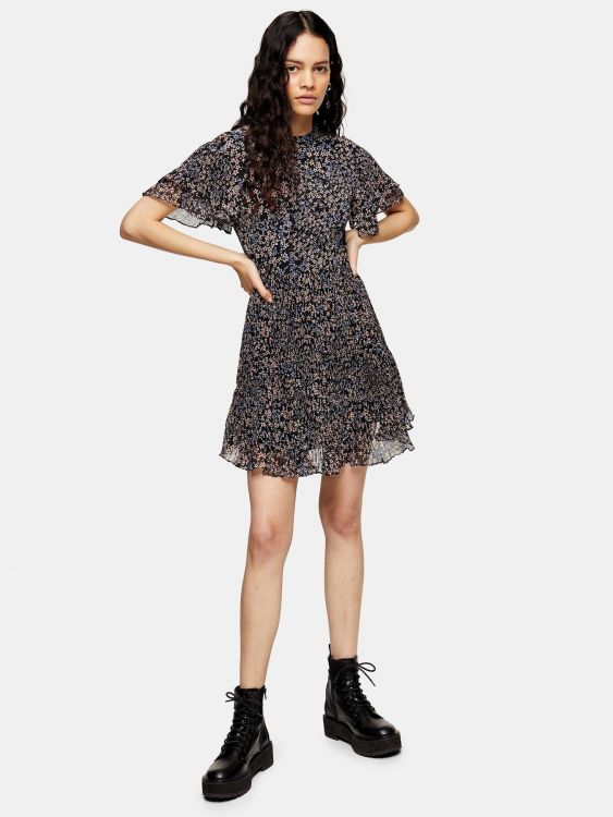 TOPSHOP SUKIENKA MINI PLISOWANAW DROBNE KWIATY