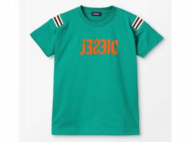 DIESEL ZIELONY DZIECIECY T-SHIRT Z LOGO