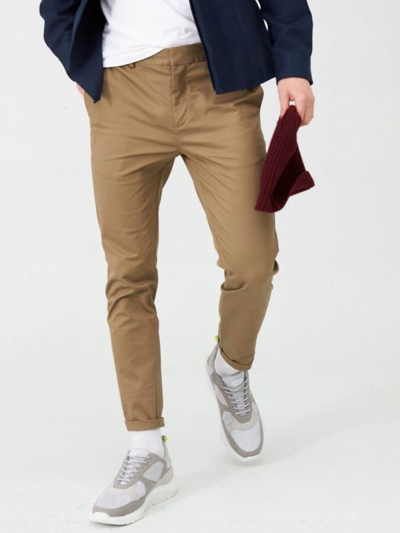 RIVER ISLAND MĘSKIE BRĄZOWE SPODNIE CHINOS  34