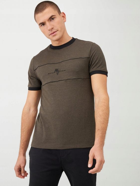 RIVER ISLAND MĘSKI T-SHIRT KHAKI Z LOGO