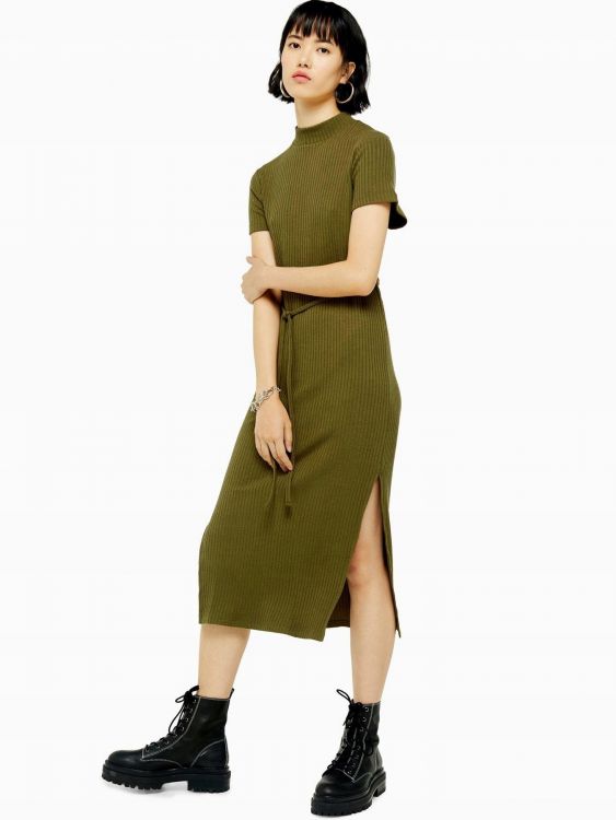 TOPSHOP SUKIENKA MIDI KHAKI