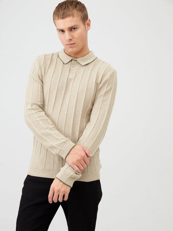 RIVER ISLAND MĘSKI SWETER Z KOŁNIERZYKIEM